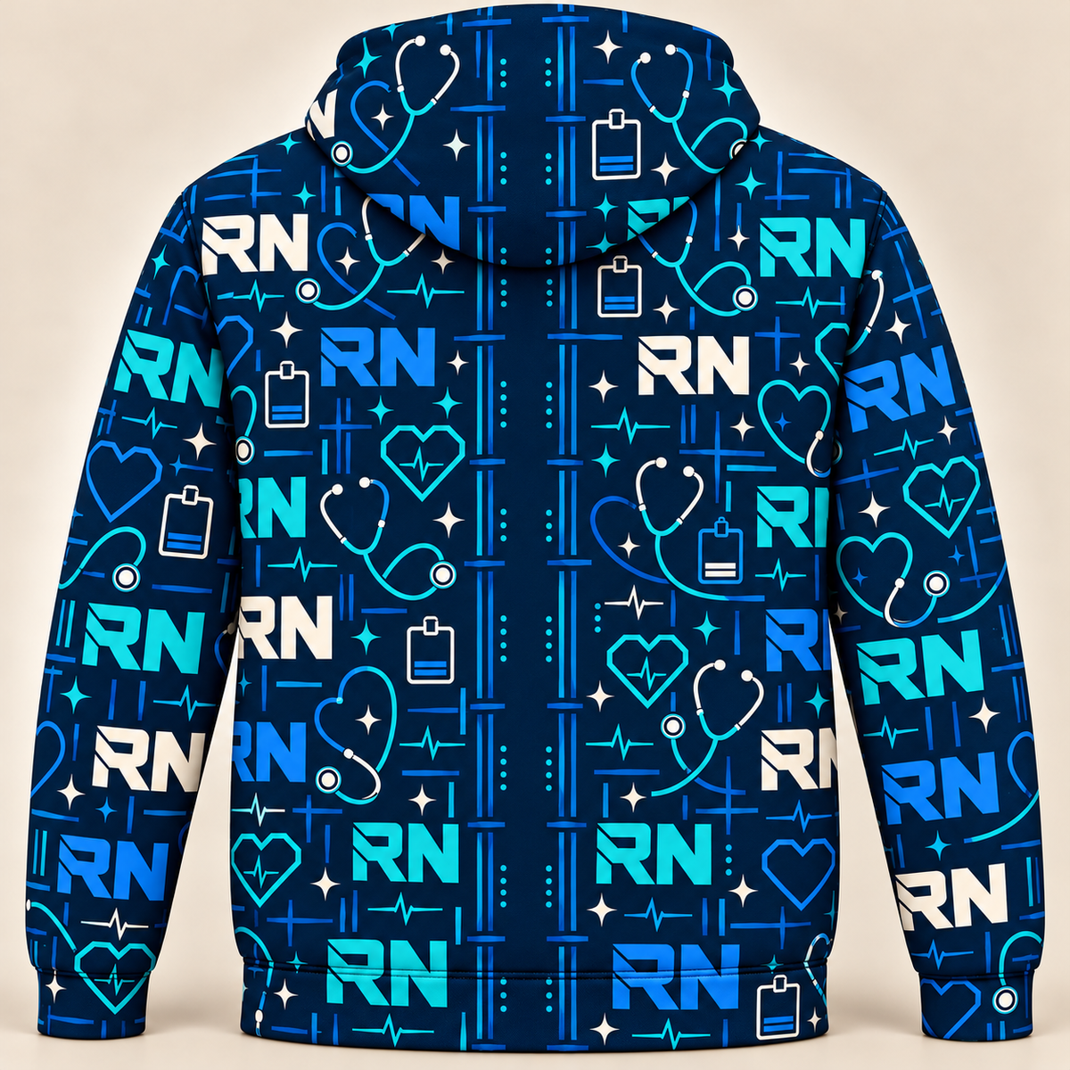 Registered Nurse RN Midnight Care Signals Hoodie and Zip Hoodie shared back mockup
