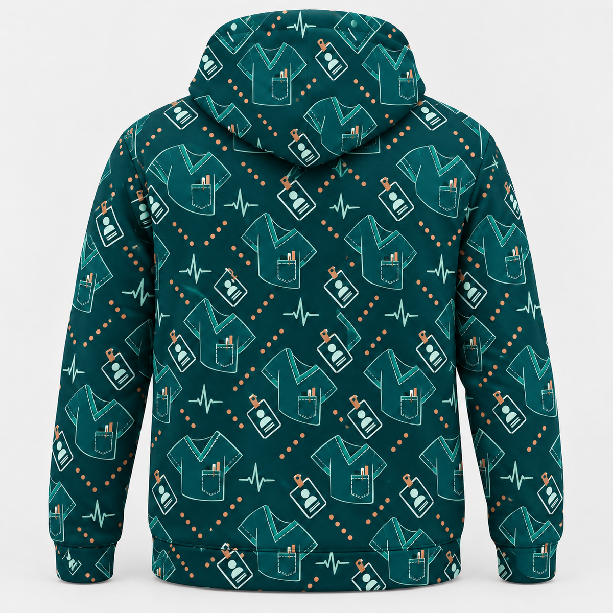 Registered Nurse Teal Scrub Shift Hoodie and Zip Hoodie shared back mockup