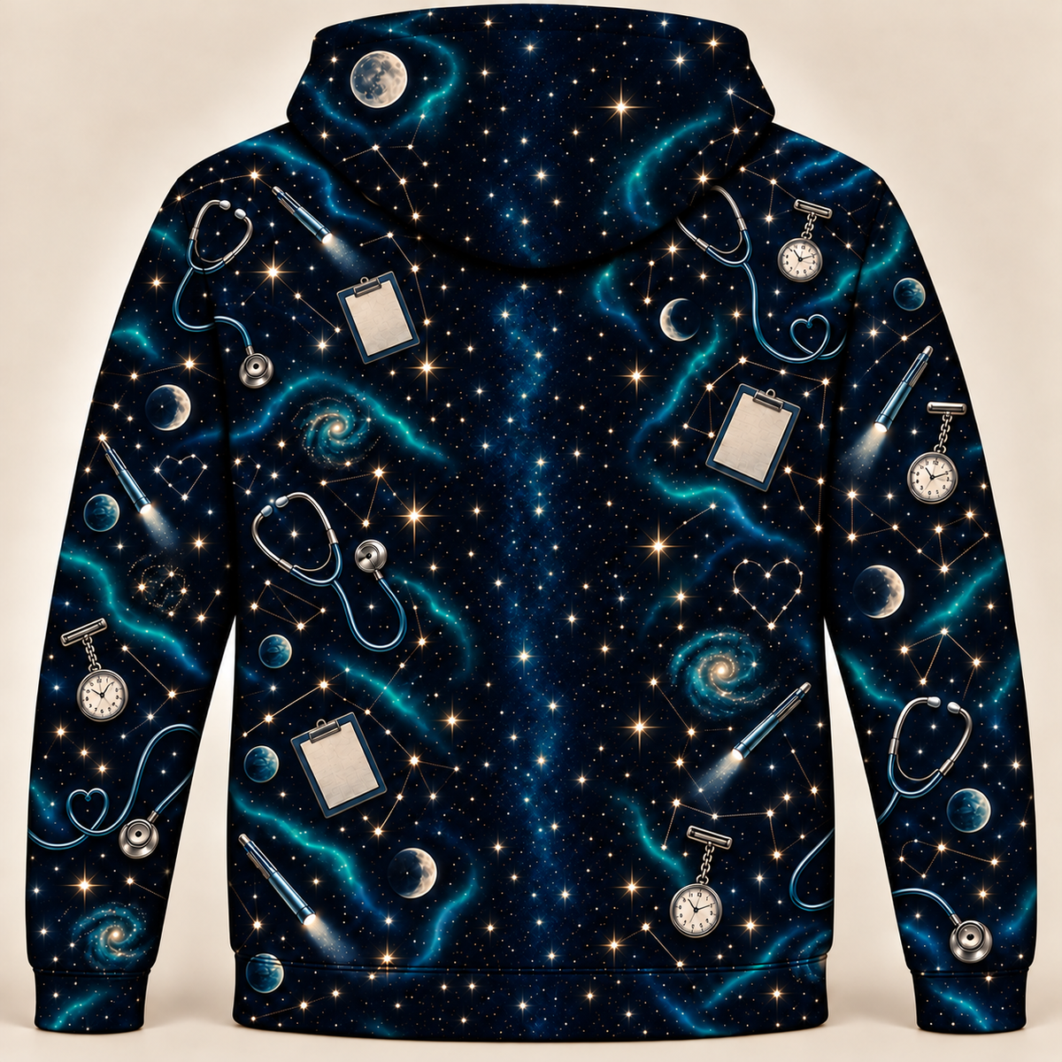 Registered Nurse Night Shift Constellations Hoodie and Zip Hoodie shared back mockup