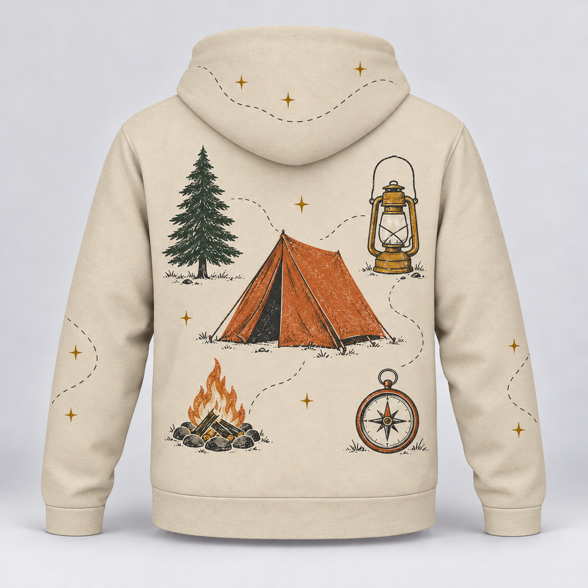 Trail Kit camping hoodie and zip hoodie shared back mockup