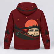Camp Van Sunset camping hoodie and zip hoodie shared back mockup