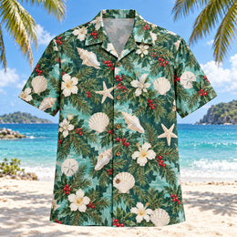 Shell and Spruce Tropical Christmas Hawaiian Shirt