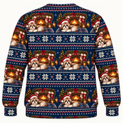 Shih Tzu Cozy Fireplace Christmas Ugly Sweater back