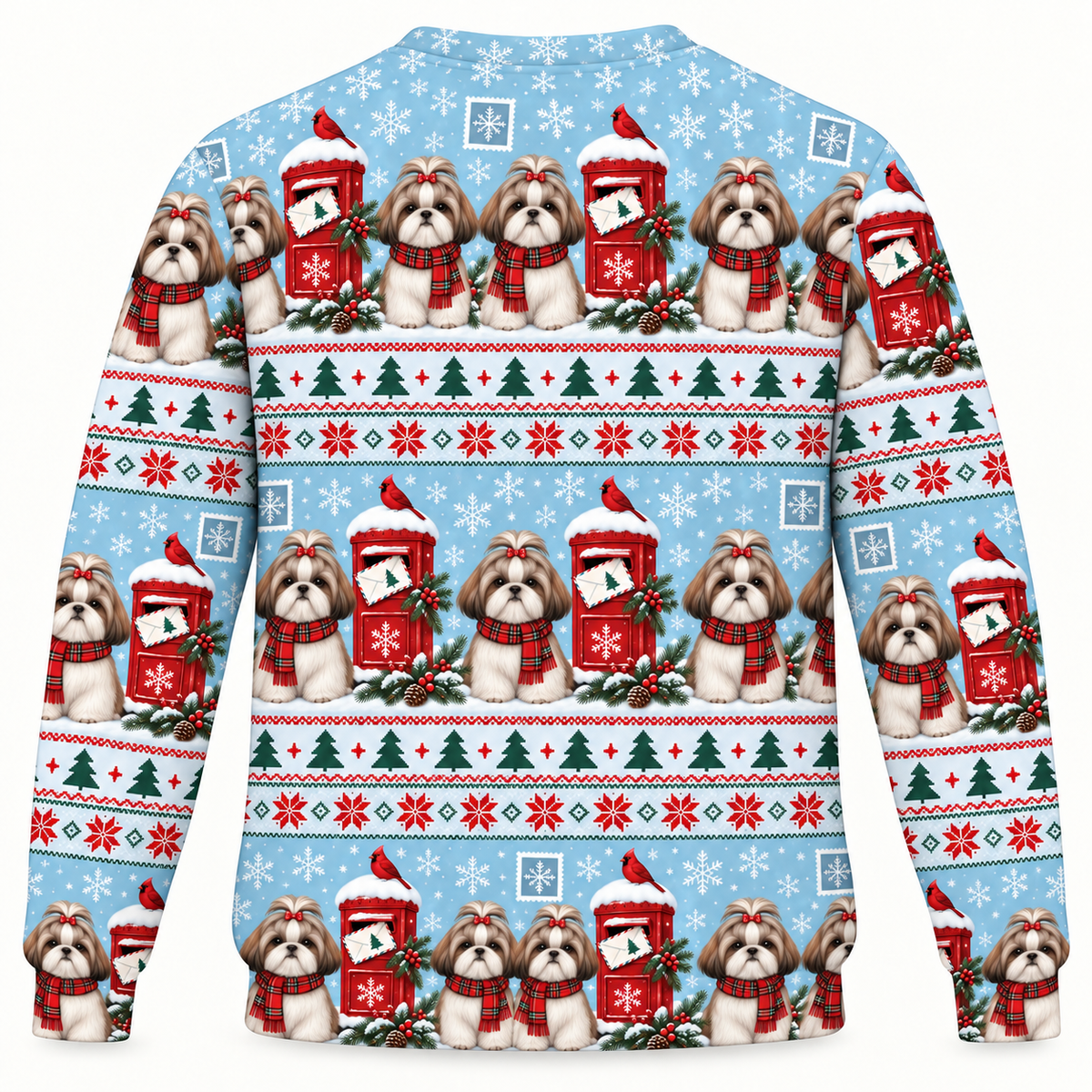 Shih Tzu Christmas Mailbox Ugly Sweater back