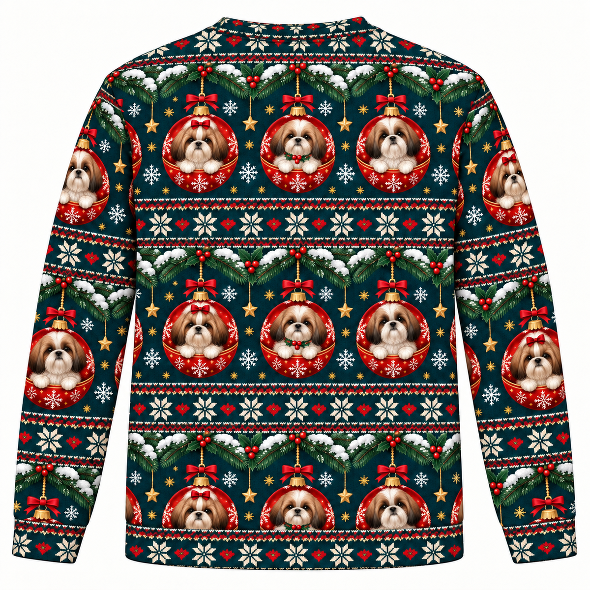 Shih Tzu Christmas Ornament Ugly Sweater back