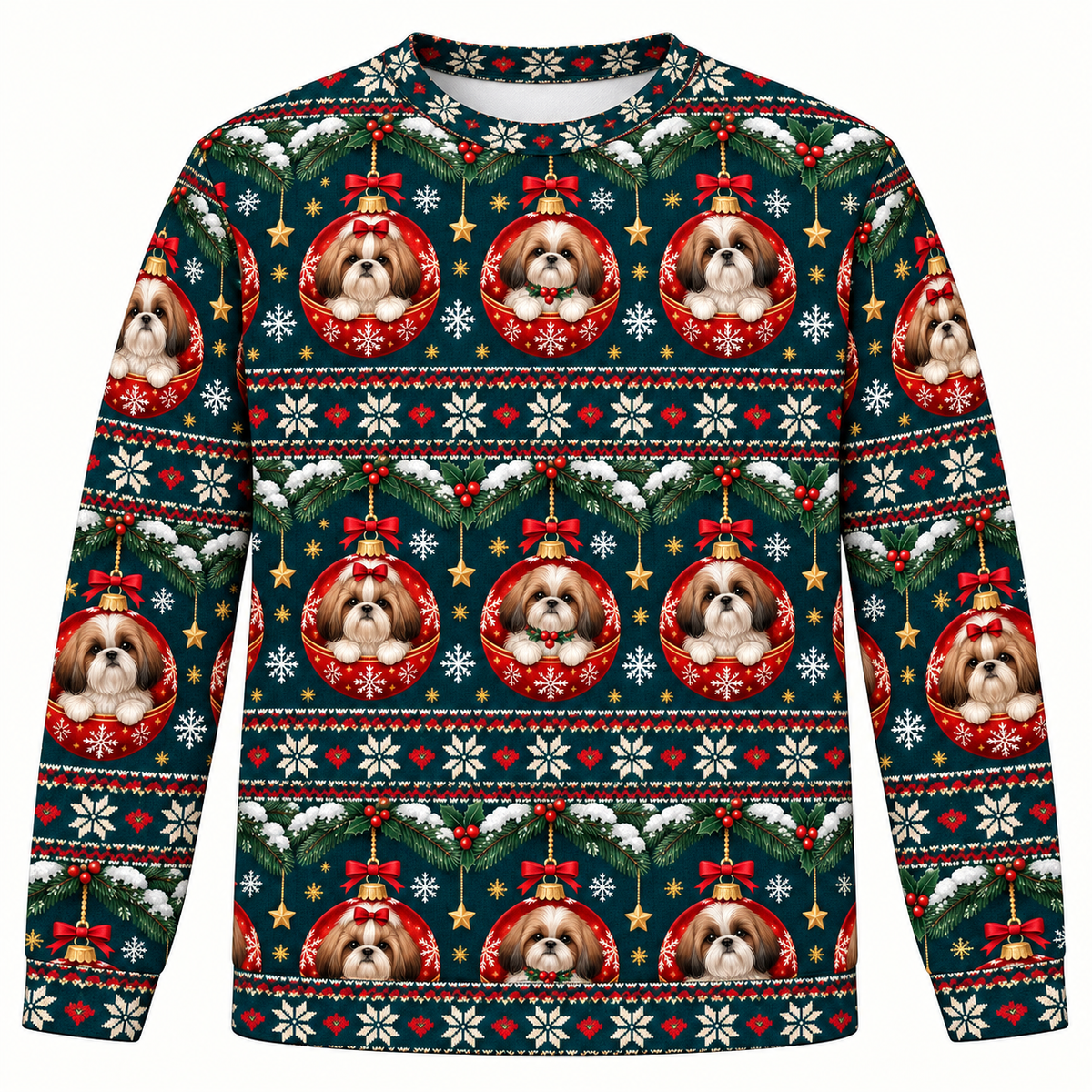 Shih Tzu Christmas Ornament Ugly Sweater front