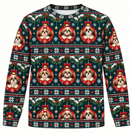 Shih Tzu Christmas Ornament All Over Print Ugly Sweater