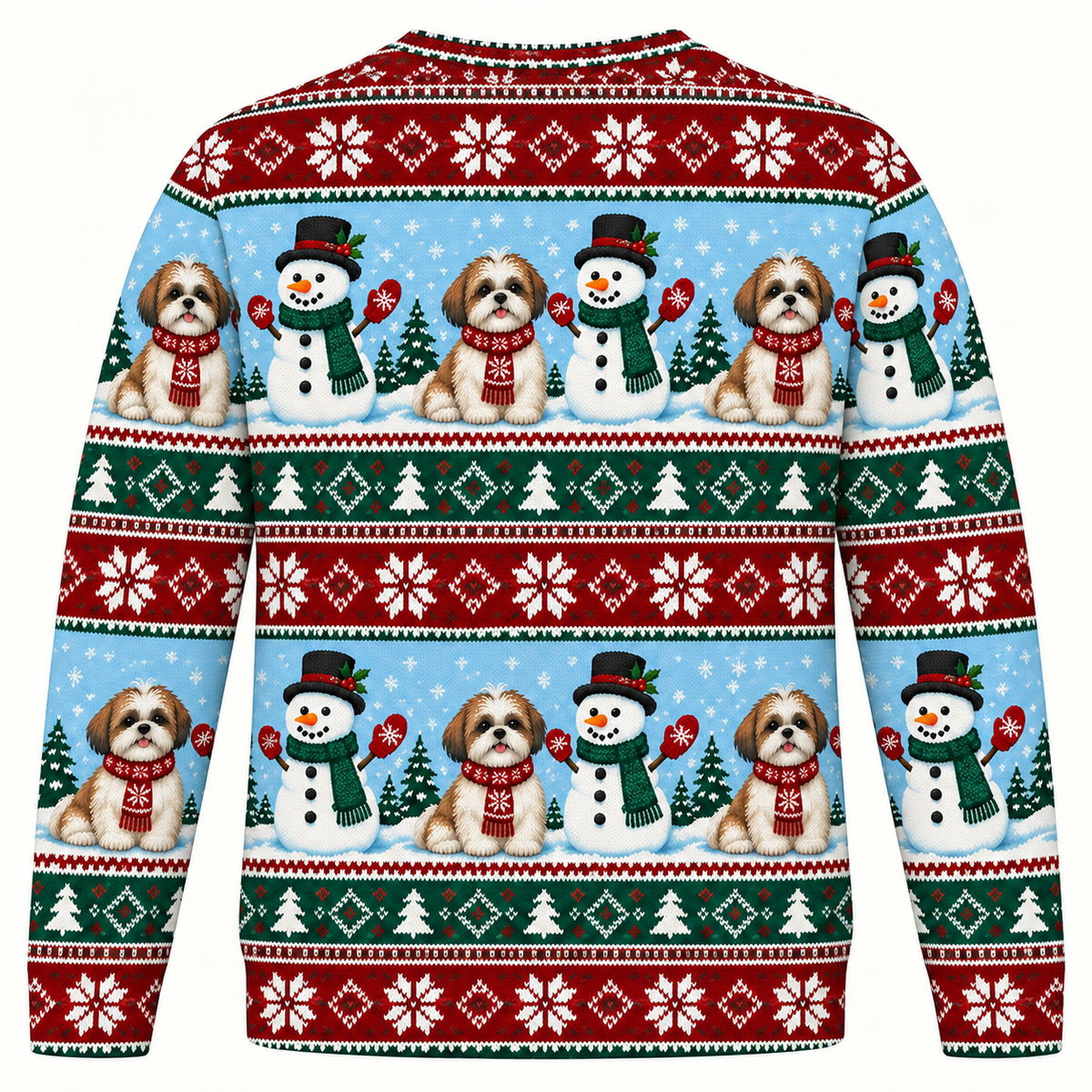 Shih Tzu Snowman Christmas Ugly Sweater back