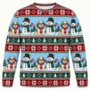Shih Tzu Snowman Christmas Ugly Sweater front