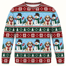Shih Tzu Snowman Christmas All Over Print Ugly Sweater