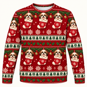 Shih Tzu Christmas Stocking Ugly Sweater front