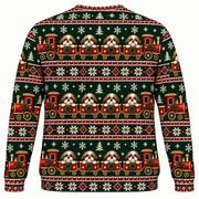 Shih Tzu Christmas Train Ugly Sweater back