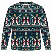 Siberian Husky Aurora Carol Ugly Sweater front