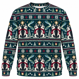 Siberian Husky Aurora Carol Ugly Sweater
