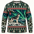 Siberian Husky Aurora Ridge Ugly Sweater