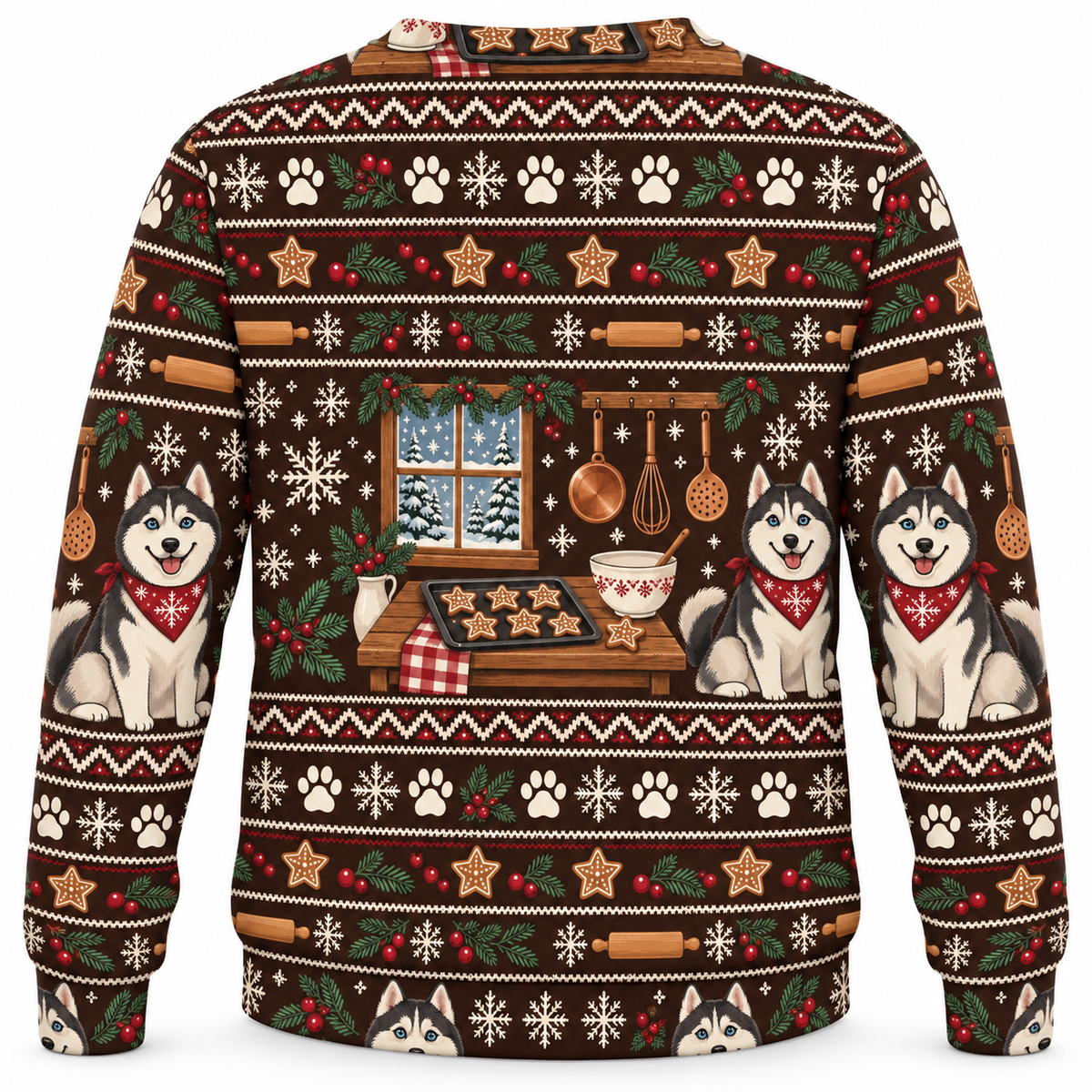 Siberian Husky Cookie Kitchen Ugly Sweater back