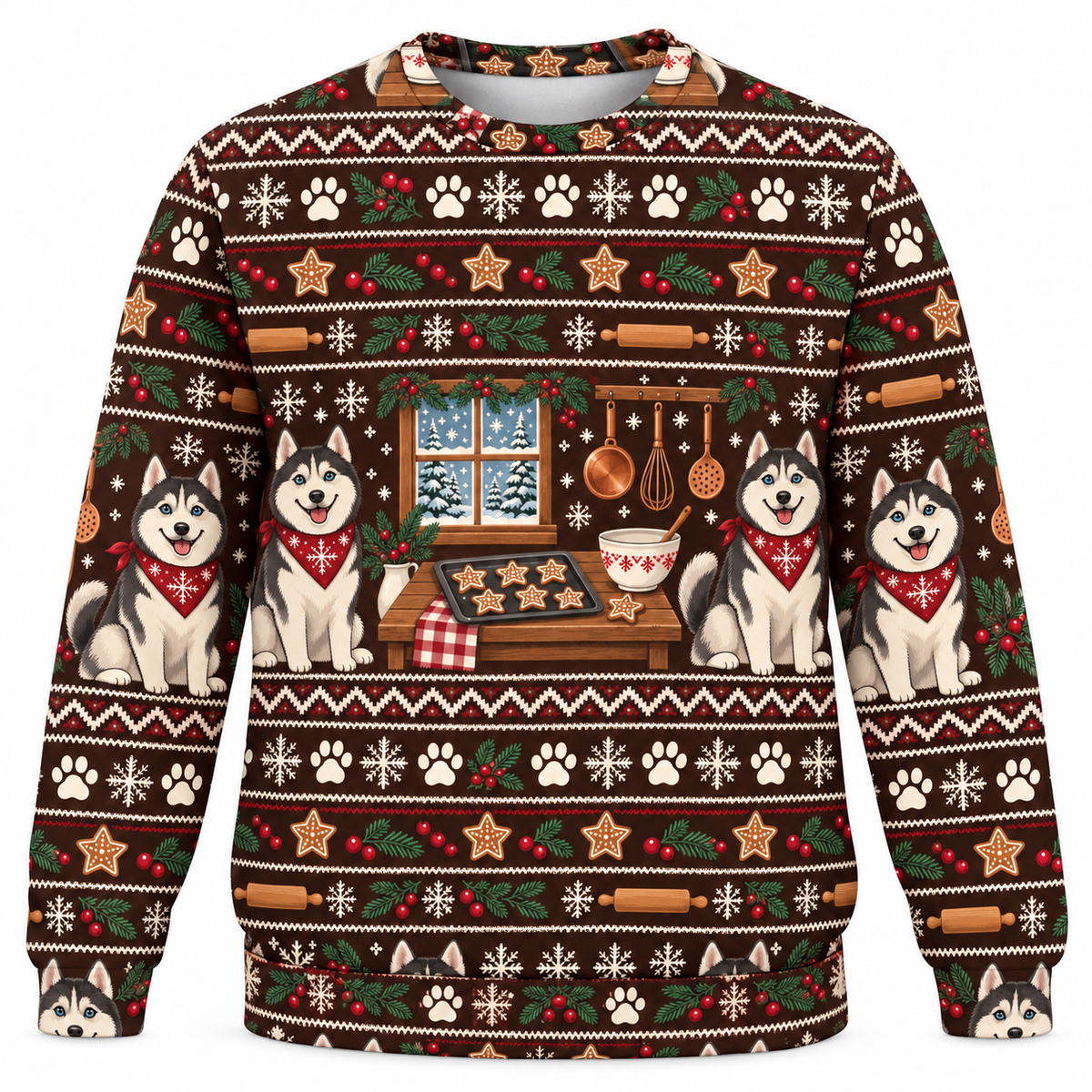 Siberian Husky Cookie Kitchen Ugly Sweater front