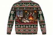 Siberian Husky Cozy Cabin Ugly Sweater back