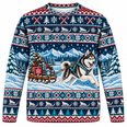 Siberian Husky Gift Sled Ugly Sweater