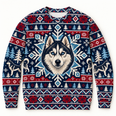 Siberian Husky Ice Medallion Ugly Sweater