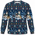 Siberian Husky Lantern Trail Ugly Sweater