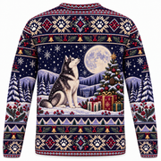 Siberian Husky Moonlit Gifts Ugly Sweater back