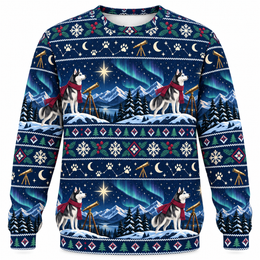Siberian Husky Star Observatory Ugly Sweater