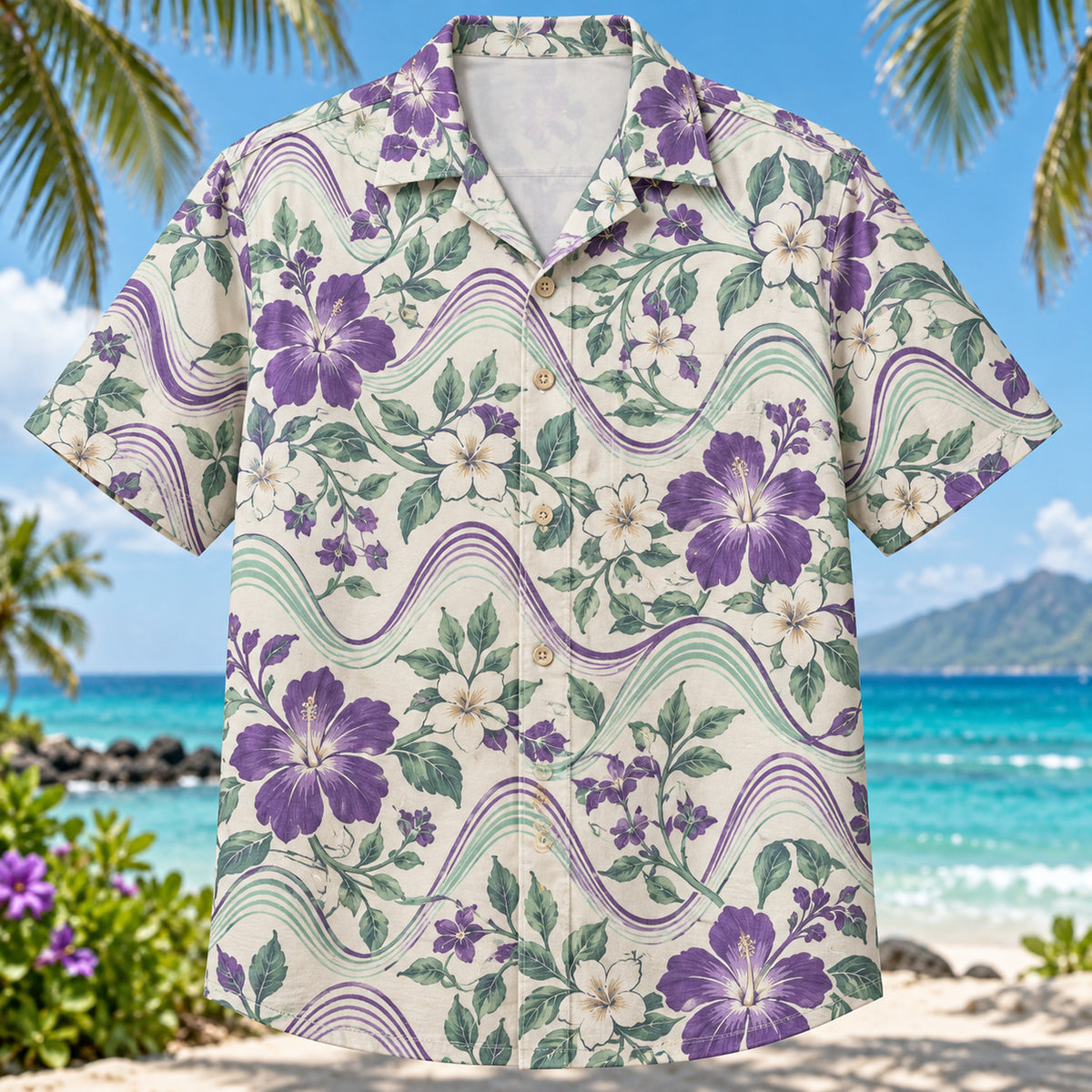 Sine Wave Floral Mathematics Hawaiian Shirt