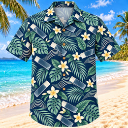 Slide Wave Navy Cream Medical Laboratory Technologist Hawaiian Shirt