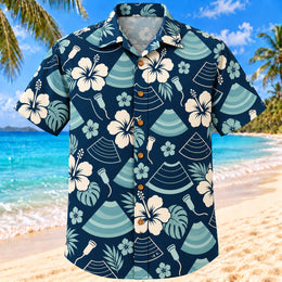 Sound Fan Navy Cream Diagnostic Medical Sonographer Hawaiian Shirt