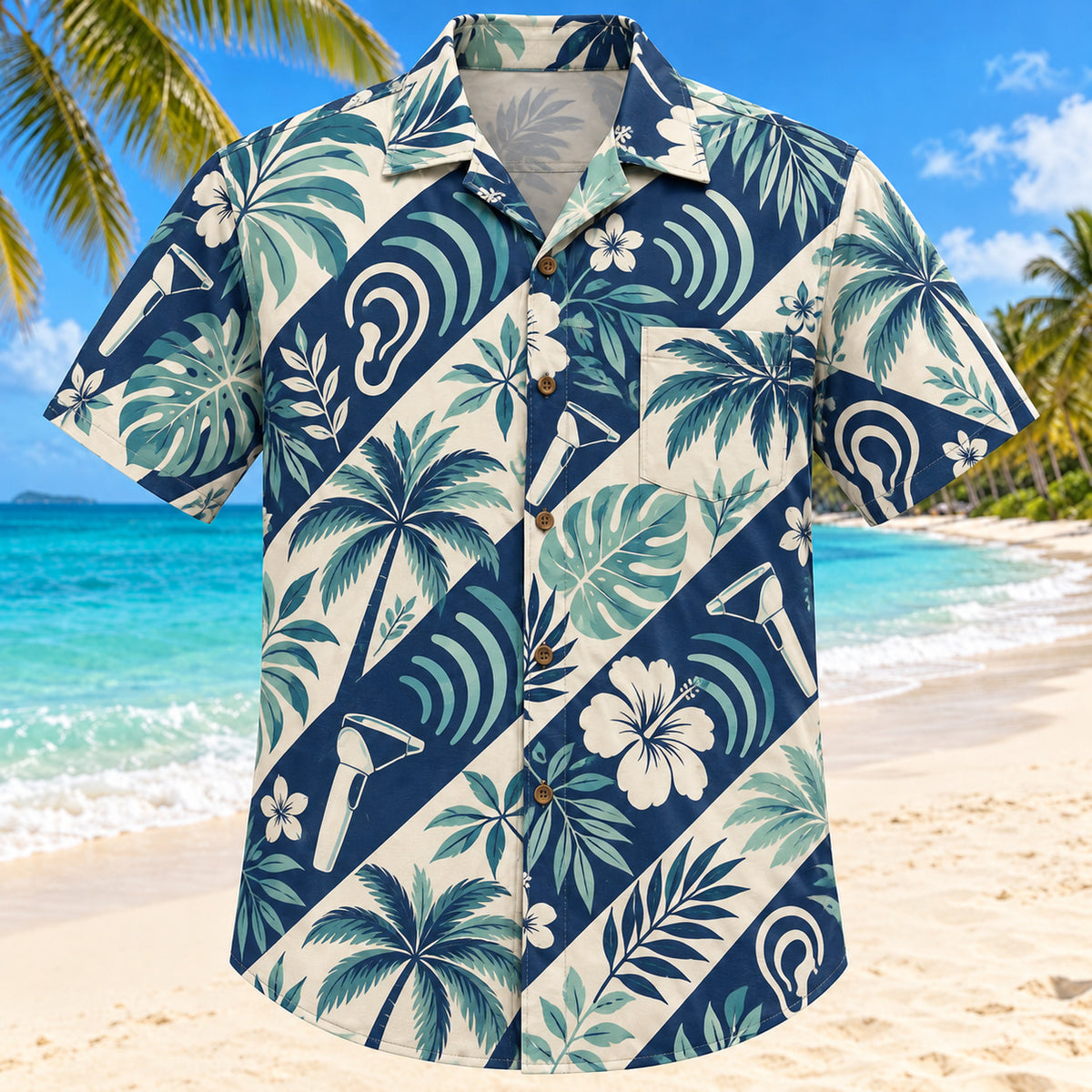 Sound Palm Navy Audiologist Hawaiian Shirt