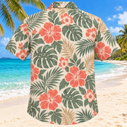 Back view of Speech Garden Sage Speech-Language Pathologist Hawaiian Shirt with matching artwork in sage, sand, coral