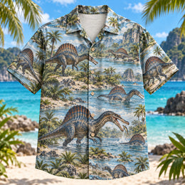 Spinosaurus River Dinosaur Hawaiian Shirt