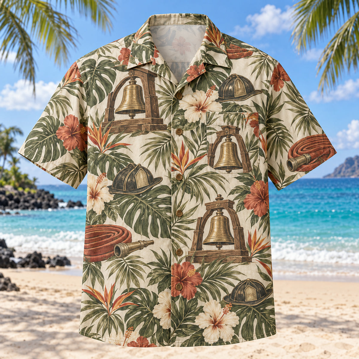 Station Bell Firefighter Hawaiian Shirt