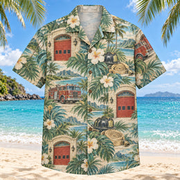 Station Door Firefighter Hawaiian Shirt
