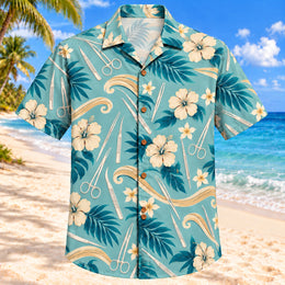 Sterile Wave Aqua Sand Surgical Technologist Hawaiian Shirt