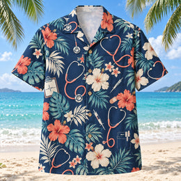 Stethoscope Nurse Hawaiian Shirt
