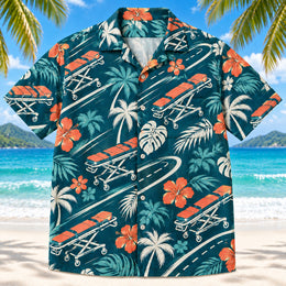 Stretcher Route Teal EMT and Paramedic Hawaiian Shirt