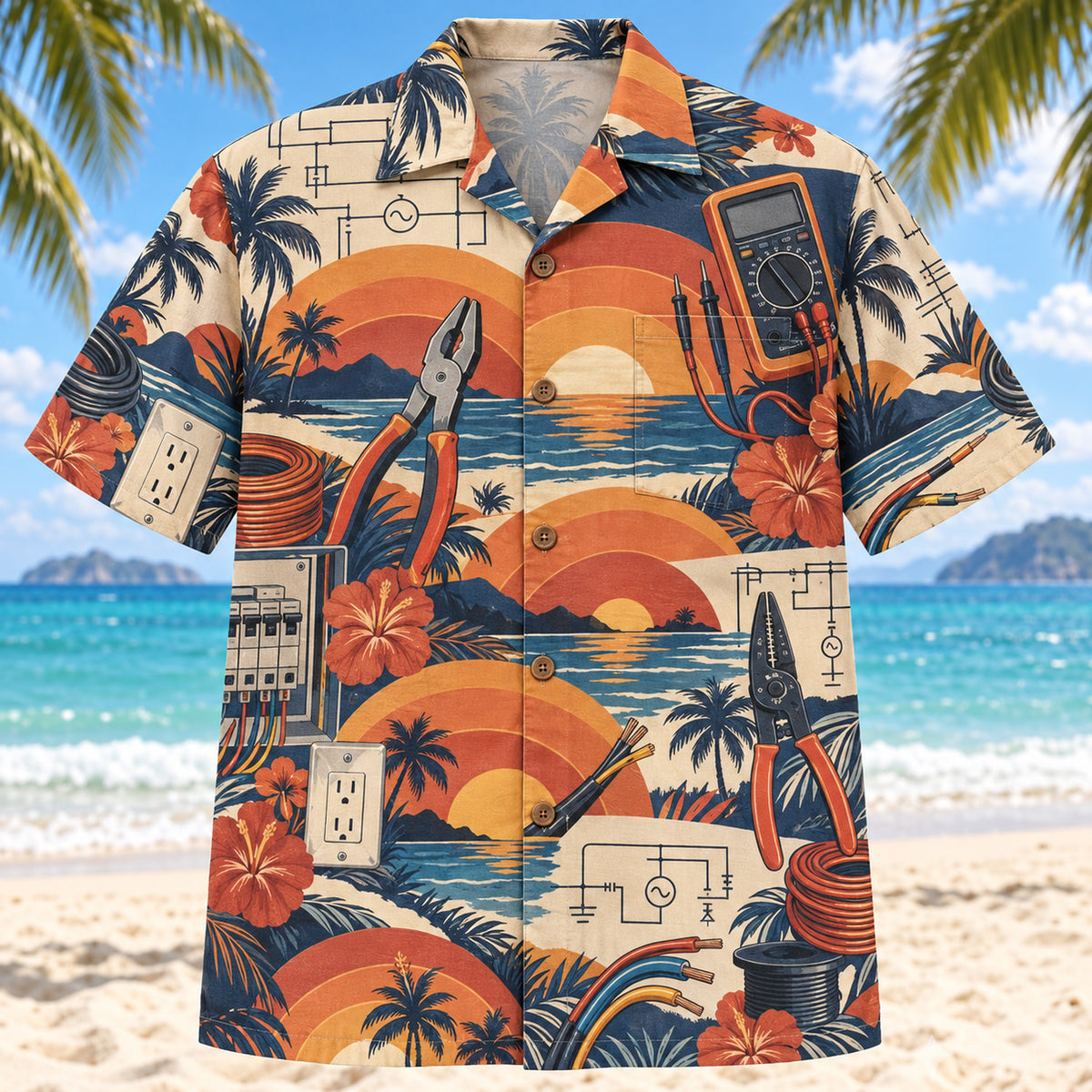 Sunset Social Electrician Hawaiian Shirt