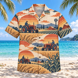 Sunset Social Farmer and Tractor Hawaiian Shirt