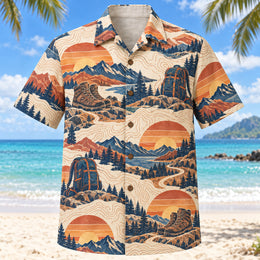 Sunset Social Hiking and Backpacking Hawaiian Shirt