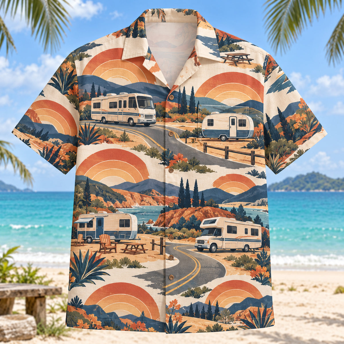 Sunset Social RV and Travel Trailer Hawaiian Shirt