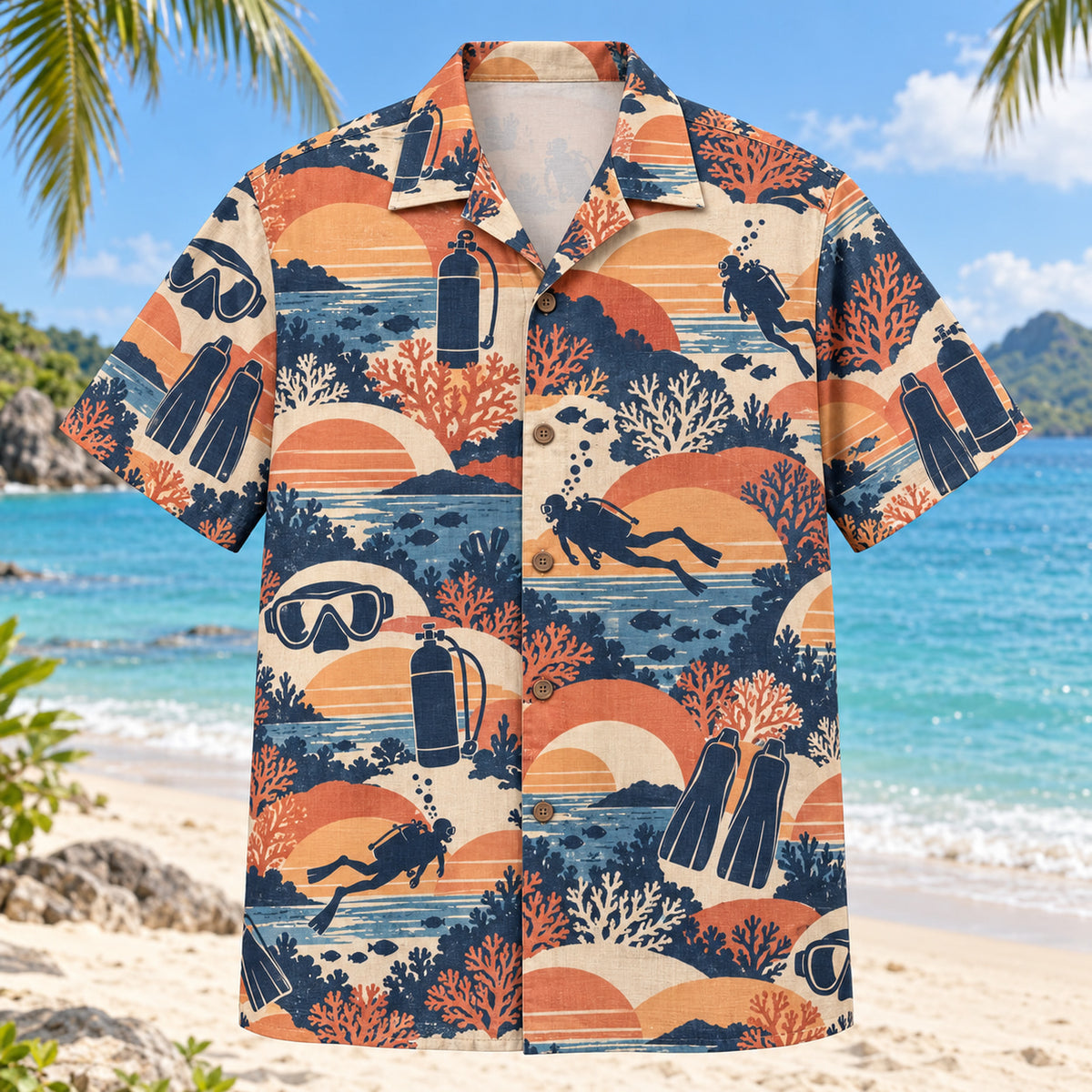 Sunset Social Scuba Diving Hawaiian Shirt