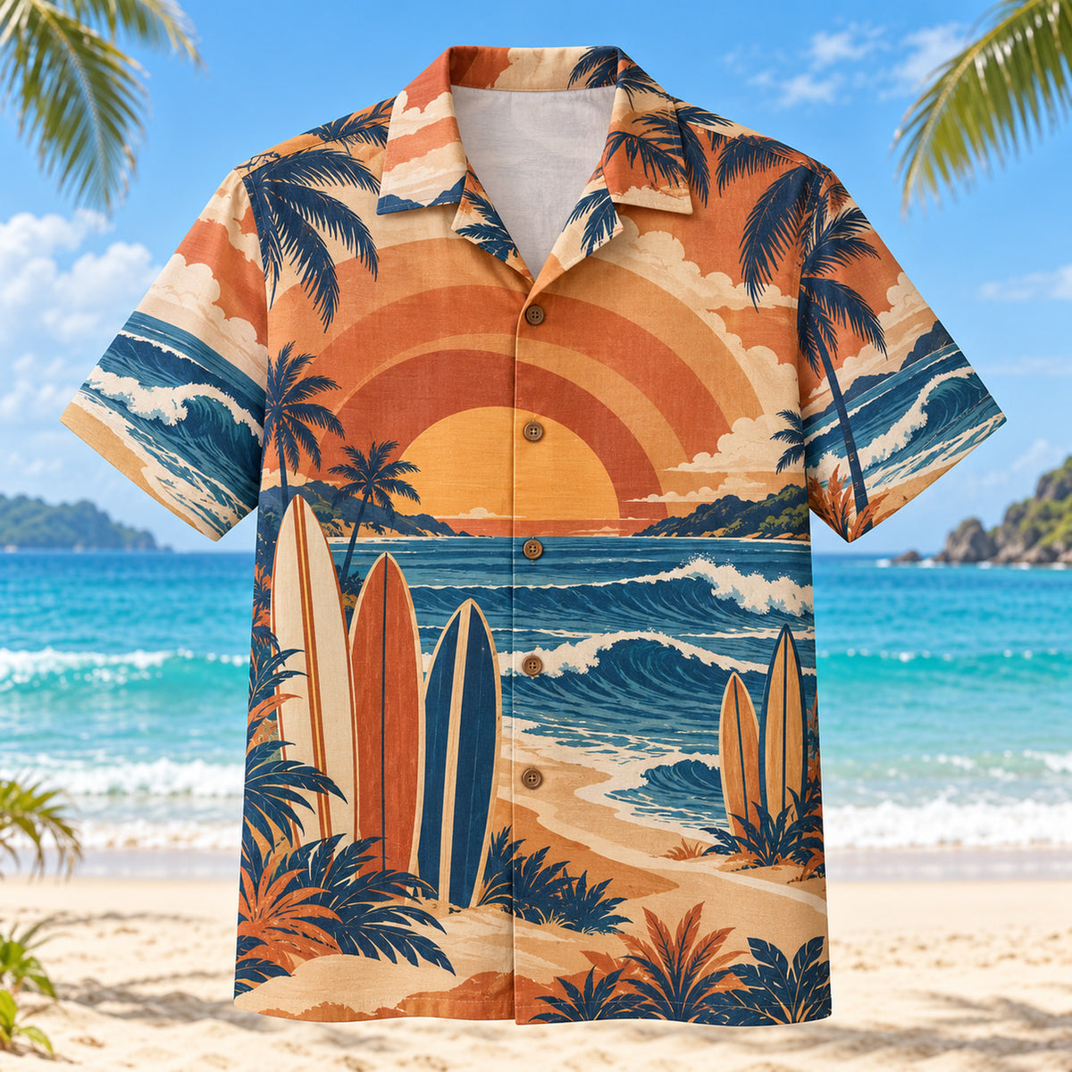 Sunset Social Surfing Hawaiian Shirt
