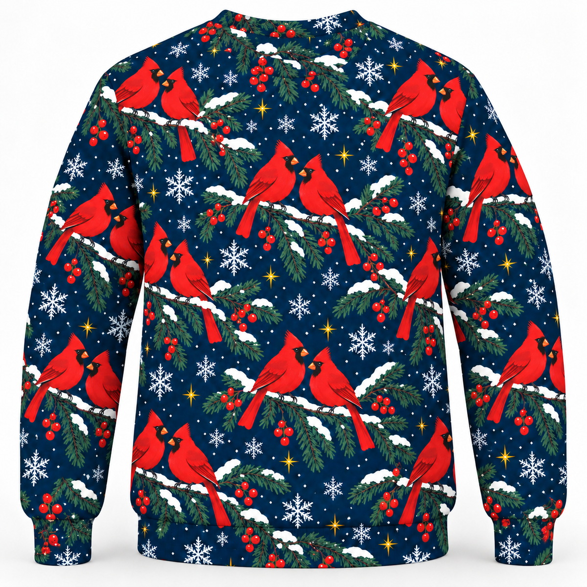 Christmas Cardinal Snowy Spruce Ugly Sweater back mockup