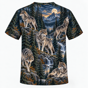 Wolf Northern Pines t shirt back all over print mockup