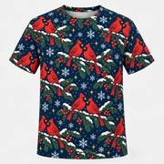 Christmas Cardinal Snowy Spruce T-Shirt front mockup