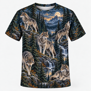 Wolf Northern Pines t shirt front all over print mockup