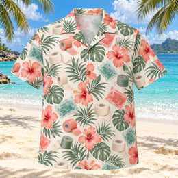Tape Garden Coral Sage Athletic Trainer Hawaiian Shirt