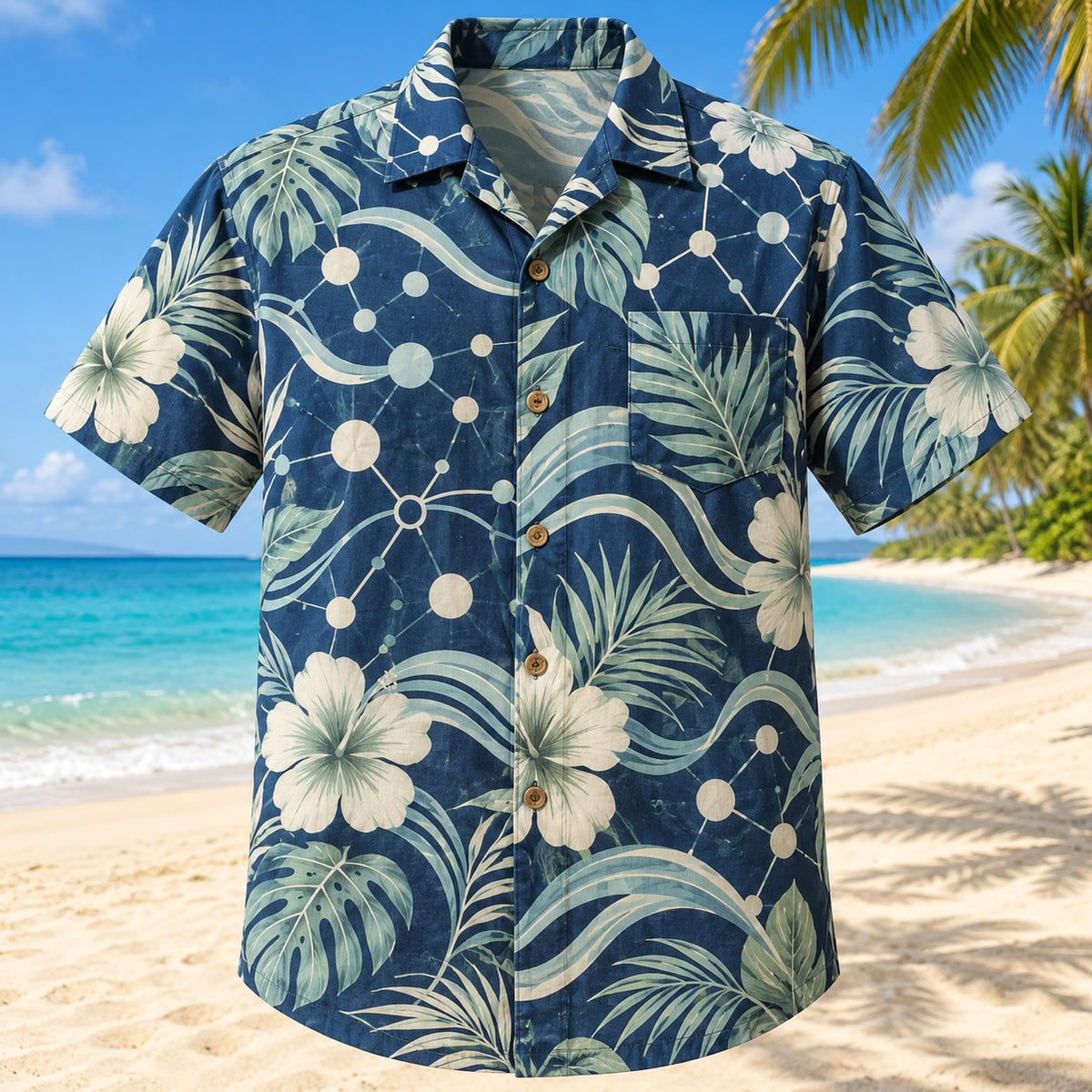 Thought Wave Navy Cream Clinical Psychologist Hawaiian Shirt